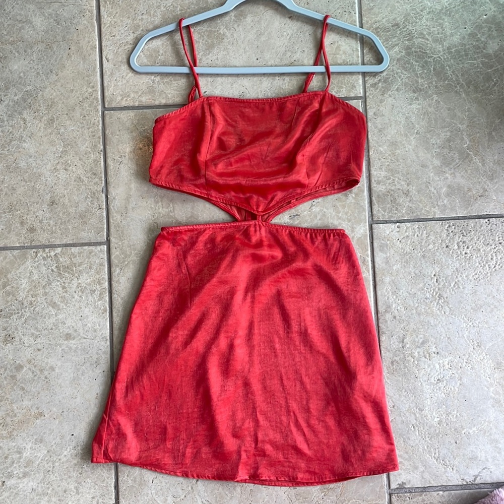 Forever 21 orange satin mini dress